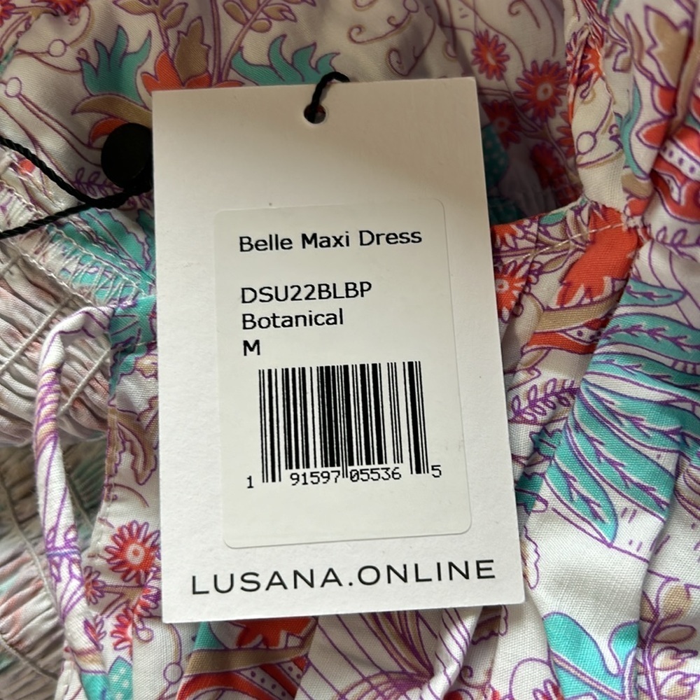 NWT Anthropologie Cotton Floral Halter Belle Maxi Dress Pink Blue White Medium - Picture 9 of 9